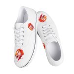 All-White Mesh Sneakers with Bold Red Tiger Prints